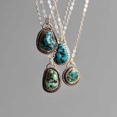 Choose your necklace from the drop down menu!  All natural Alacron Turquoise (mined in Mexico) set in sterling silver. Comes on an 18 inch sterling silver chain. Perfect for everyday wear. Nugget Jewelry, Sterling Silver Necklace, Turquoise Sterling Silver, Sterling Silver Chains, Sterling Silver Necklaces, Pendant Necklaces, Turquoise Necklace, Silver Chain, Jewelry Necklace Pendant