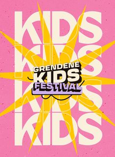 an advertisement for the grendenie kids'festival in front of a pink background