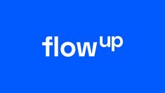 the word flow up on a blue background with white letters that spell out it's name