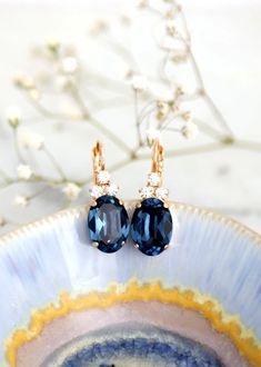 Blue Navy Crystal Earrings Sapphire Blue Drop Earrings | Etsy Bridal Earrings Blue, Sapphire Wedding Earrings, Blue Wedding Earrings, Sapphire Bridal Earrings, Sapphire Dangle Earrings, Sapphire Earring, Elegant Sapphire Drop Earrings, Blue Sapphire Earrings, Elegant Sapphire Crystal Drop Earrings