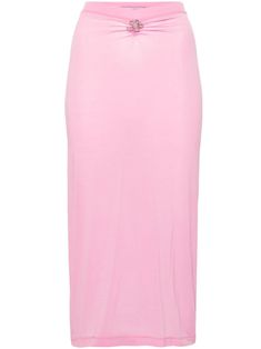 pink stretch-design flower charm ruched detailing at the waist elasticated waistband pencil silhouette straight hem mid-length unlined Pink Midi Skirt, Peony Pink, Pencil Silhouette, Latest Skirts, Sheer Skirt, Pink Knit, Black Midi Skirt, Genuine Leather Belt, Pink Logo