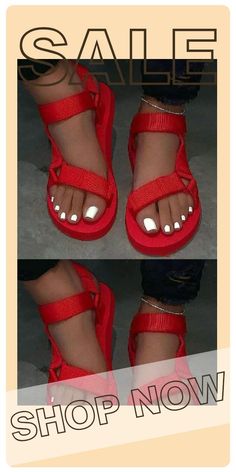 Red Fashion Casual Split Joint Solid Color Comfortable Flat Sandals White Fashion Casual, Comfortable Flats, Yellow Fashion, White Fashion, Red Fashion, Wholesale Fashion, Flat Sandals, Slip On Sandal, Women's Shoes Sandals