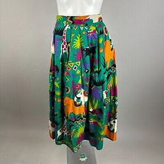 Vtg 80s Batya Bright Green African Safari Cotton Skirt Pleated Womens Size 10  | eBay 80s Skirts, Skirt Pleated, African Safari, Cotton Skirt, Brands Outlet, Bright Green, Pleated Skirt, High Waisted Skirt, Vintage Ladies