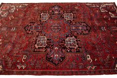 an antique persian rug is shown on a white background