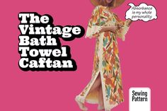 an advertisement for the vintage bath towel cattan featuring a woman wearing a large hat