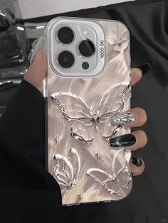 #phonecasedesign#metal#pink#cute#silvers#ribbon#buterfly#glitter Metallic Phone Case, Aesthetic Mobile Cover, Aesthetic Phone Case Ideas, Icons And Widgets, Sparkly Phone Cases, Newest Iphone, Pictures Of Nature, Butterfly Phone Case, Diy Phone Case Design