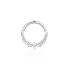 Indulge in elegance with the Honeymoon clicker. This luminous hinged ring features a small center Baguette CZ and a sleek, concave gold clicker design. Show off its subtle sparkle and smooth finish in a Septum or Daith piercing. (1) 1.5mm x 2.0mm Tapered Baguette CZ Solid 14K Yellow, Rose or White Gold Sold as a single Lifetime guarantee against any manufacturing defects 16G Ember orders are filled on average within 1-2 weeks. Please see our Shipping and Fulfillment page for more information. Elegant Hoop Septum Ring For Everyday, Elegant Everyday Hoop Septum Ring, Elegant Everyday Septum Hoop Ring, Elegant Small Hoop Septum Ring, Elegant White Gold Hoop Septum Ring, Elegant Small Hoop Septum Ring For Everyday, Elegant Hoop Septum Ring For Anniversary, Elegant Halo Hoop Septum Ring, Elegant White Gold Huggie Rings