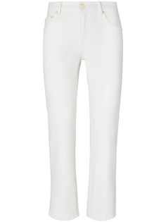 white cotton blend stretch-design denim mid-rise belt loops front button and zip fastening classic five pockets flared hem White Pant, White Flares, Kick Flare Jeans, Flare Denim Jeans, Yoko London, City Dress, Kick Flares, Jeans White, Summer Beach Wear