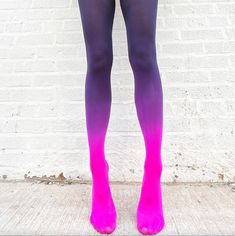 Hand dyed neon pink-black ombre tights. The material is super soft! They fit nicely thanks to its comfortable stretch. We love this option paired with your favorite little black dress! Trendy Fitted Pink Tights, High Stretch Pink Trendy Tights, Trendy High Stretch Pink Tights, Fitted Pink Hosiery For Party, Purple Party Hosiery, Pink Tights For Spring Parties, Pink Stretch Hosiery For Party, Pink Party Tights For Spring, Pink Party Hosiery