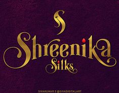 the logo for shehnka silks is shown in gold on a purple background