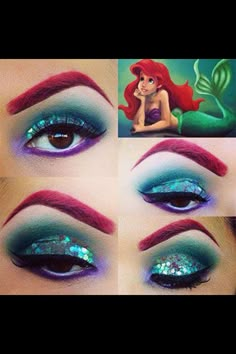 Mermaid Makeup Tutorial, Fantasy Make-up, Halloweenský Makeup, Ariel Costumes, Mermaid Halloween, Disney Makeup