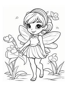 Free Fairy Coloring Pages, Fairy Colouring Pages, Happy Coloring Pages, Cute Coloring Page, Thanksgiving Coloring Book, Fairy Coloring Book, Monster Truck Coloring Pages, Mermaid Coloring Book, Line Art Coloring