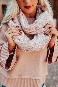 You are sure to be "full of warmth" when you wear this adorable pink infinity scarf with its soft lightweight stretchy popcorn knit material and faux fur lining! Impressions Online Boutique, Knit Infinity Scarf, Knitting Materials, Fall Winter Outfits, Infinity Scarf, Winter Scarf, Popcorn, Online Boutique, Winter Outfits