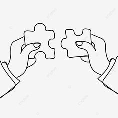 two hands holding pieces of a puzzle piece to make it look like they are touching each other