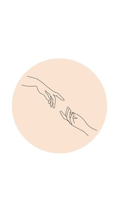 two hands touching each other in the middle of a circle with one hand pointing towards another