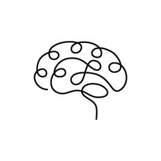 a black and white drawing of a tree with dots on it's leaves in the shape of a brain