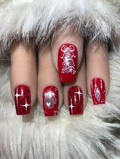 Yule Nails, Christmas Coffin Nails, Christmas Nail Designs Acrylic, Nail Designs For 2023, Christmas Nails 2023, New Years Nails, Xmas Nail Art, Nail Designs Ideas