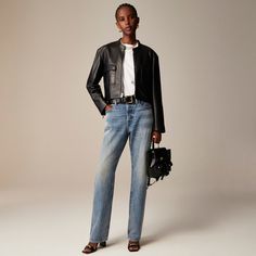 J.Crew: Mid-rise Slouchy Jean In 1984 Rigid For Women Chic Dark Wash Rigid Denim Jeans, Fall Rigid Denim Jeans With Five Pockets, Rigid Denim Jeans For Fall, Chic Rigid Denim Jeans For Work, Chic Cropped Jeans With Tapered Leg In Rigid Denim, Chic Cropped Tapered Leg Jeans In Rigid Denim, Chic Rigid Denim Cropped Jeans With Five Pockets, Chic Rigid Denim Jeans With Straight Hem, Chic Cropped Jeans With Five Pockets In Rigid Denim