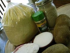 some bread and other food items on a table