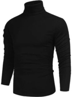 Black Elastane Tops For Winter, Black Elastane Top For Winter, Black Elastane Turtleneck Top, Fitted Black Long Sleeve Turtleneck, Black Fitted Long Sleeve Turtleneck, Fitted Black High Neck Turtleneck, Black High Neck Cotton Top, Black Slim Fit Tops For Winter, Casual Stretch Elastane Turtleneck