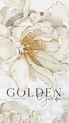 a white flower with the words golden on it