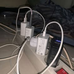 the cords are plugged in and connected to different devices