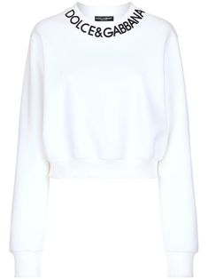 white/black cotton blend embroidered logo to the front logo patch to the rear crew neck long sleeves Spring White Sweater With Embroidered Logo, Spring Logo Sweatshirt With Long Sleeves, Logo Long Sleeve Sweatshirt For Spring, Long Sleeve Logo Sweatshirt For Spring, Spring Long Sleeve Logo Sweatshirt, White Embroidered Logo Sweater For Fall, White Logo Sweatshirt For Spring, Spring Crew Sweatshirt With Logo Detail, White Logo Crew Neck Sweatshirt