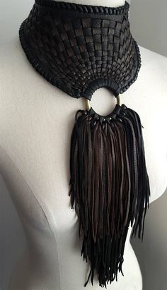 Zanta Leather Statement Necklace Native American Style Leather Statement Necklace, Braided Fringe, Necklaces Ideas, Necklaces Statement, Looks Country, Leather Jewellery, Bib Collar, Necklace Leather, Fringe Necklace