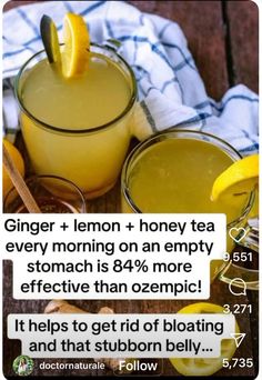 Lemon And Honey Tea, Lemon And Honey, Healthy Juice Drinks, Burn Fat Fast, Food Health Benefits, Honey Tea, Health Recipes, Herbs For Health