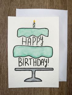 a happy birthday card with a cake on it