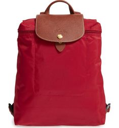 'Le Pliage' Backpack,                          Main,                          color, Deep Red Cute Backpacks For Traveling, French Handbags, Longchamp Backpack, Packable Backpack, Commuter Backpack, Backpack Reviews, Travel Outfits, Travel Purse, Backpack Brands