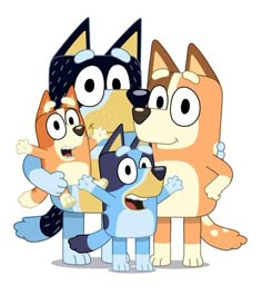 an image of a group of cartoon dogs together on a white background with caption