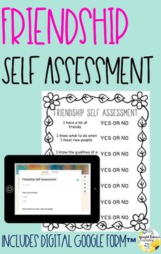 a poster with the words,'friendship self assignment'and an image of a tablet