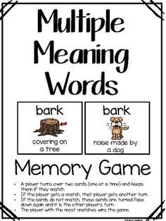 an image of multiple meaning words game