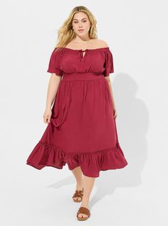 Western Wedding Guest Dresses, Western Wedding Guest, Natural Wardrobe, Simple Dress Styles, Challis Dress, Trendy Plus Size Dresses, Best Wedding Guest Dresses, Off Shoulder Neckline, Red Plum