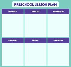 a printable preschool lesson plan with the words monday, wednesday and friday written on it