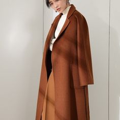 Buddhatrends Brown / XS Wool blend coat Long Brown Outerwear For Work, Long Sweater Coat For Fall Workwear, Solid Cashmere Sweater Coat For Fall, Cashmere Sweater Coat For Fall, Fall Cashmere Sweater Coat, Solid Wool Winter Coat, Solid Wool Coat For Winter, Chic Long Cashmere Outerwear, Long Solid Wool Coat For Fall