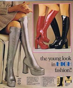 I had a pair of these!!!!!!! 60s Heels Vintage, Moda Disco, 1970s Shoes, 70s Boots, 70s Mode, 70s Outfit, 70s Shoes, Mode Shoes, Raw Meat