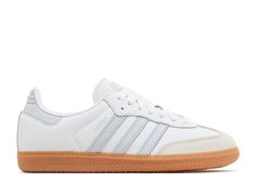 PRICES MAY VARY. Rubber sole WMNS Samba OG silhouette Leather upper Suede T toe Padded collar adidas trefoil logo patch on tongue Samba branding on side panel Razor edge 3-stripes on side panels Flat cotton laces Gum rubber outsole Style: aaie0877 Color: Cloud White / Halo Blue / Off White Material: Leather Shoes To Ask For Christmas, Addies Shoes, Outfit With Sambas, Cute Sambas, Cute Addidas, Shoes To Get, White Sneakers Women Outfit, Blue And White Adidas, Trendy Shoes For Women