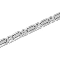 Stainless steel 1/6ctw diamond 8 5/8 inch bracelet. Classic Stainless Steel Chain Bracelet, Formal Stainless Steel Jewelry With Polished Finish, Timeless Stainless Steel Tarnish-resistant Bracelets, Elegant Stainless Steel Bracelet With Rectangular Links, Elegant Stainless Steel Bracelets With Rectangular Links, Luxury Tarnish Resistant Silver Tennis Bracelet, Modern Bracelets With Stainless Steel Clasp And Rectangular Links, Classic Stainless Steel Jewelry For Formal Occasions, Modern Polished Tennis Bracelet As Gift