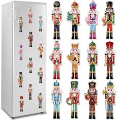 the nutcrackers are on display next to each other in different colors and sizes