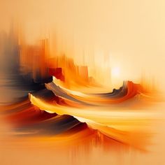 an abstract painting with orange and yellow colors