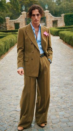 Old Money Outfits Ideas For Men | Old Money Aesthetic & 80s Men's Fashion | Men’s 80s Fashion (Style, Trends & Brands) | Old Money Outfits Men Inspo Suit With Tank Top Men, European Suit Mens Fashion, Vintage Style Suits Men, Fun Formal Outfits Men, Funky Mens Wedding Attire, Vintage Prom Outfits For Men, Vintage Men’s Suit, Cocktail Mens Attire, 70s Formal Fashion Men