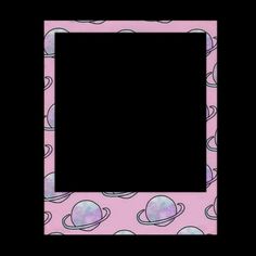 a pink and black photo frame with planets on it