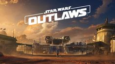 the star wars out laws logo is shown in front of an image of some buildings