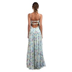 Embrace effortless elegance with our Floral Breeze Maxi Dress. Featuring a flowing silhouette and a vibrant floral print, this dress is perfect for any occasion. Style with sandals or heels for a chic and feminine look. This item is final sale. Shop more Dresses Model is wearing a small Blue Floral print Sweetheart neckline Adjustable straps Bra top Open back with double hook and eye closure Maxi length Lined 100% polyester Still not sure which size to get? Ask one of our stylists! Please give u Spring Summer Flowy Maxi Dress, Flowy Spring Maxi Dress For Summer, Flowy Maxi Dress For Spring, Summer Floral Maxi Dress For Brunch, Chic Floral Printed Dress For Party, Spring Vacation Floral Maxi Dress, Flowy Maxi Beach Dress For Spring, Summer Floral Print Maxi Dress For Brunch, Spring Floral Maxi Dress For Vacation