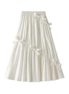 Style: sweetPattern: solid colorTechnology: collage/splicingName of fabric: cottonType: A skirtLength: Long skirtColor: white, blackSize: average size Valentines Bows, Ribbon Fashion, Coquette Princess, Bows Ribbon, White Long Skirt, Eid Outfit, Bow Skirt, Fancy Outfits, Dream Clothes