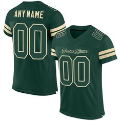 Order the jersey with special name & number you want from our shop, making a vibrant look on the field or daily life! Features: 1. Material: 100% Recycled Polyester-Body; 88% Nylon/12% Spandex-Neckline, Sides, Sleeves 2. Fit: Authentic jerseys have an athletic cut that fits snug in the chest and shoulders. 3. Stitched tackle twill name and numbers 4. Sublimated stripes on sleeves 5. Zone stretch fabric for enhanced movement; Tailored fit designed for movement 6. Moisture-wicking fabric has spong Sporty College Jersey With Name Print, Green Team Spirit Sports Jersey, Green Jersey For Team Events And Sports Season, Green Sports Jersey With Team Spirit, Green Jersey For Sports, Green Jersey For Team Events During Sports Season, Green College Jersey With Letter Print, Fitted Green Jersey For Team Events, Sporty Green Jersey For Team Events