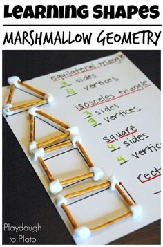 this is an easy way to learn shapes with marshmallow geometrics and match them together