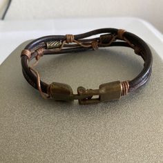 Fashion Jewelry Leather Bracelet Any Questions Please Let Me Know Engraved Bangle Bracelet, Boho Style Bracelets, Engraved Bangle, Knot Bangle, Brass Cuff Bracelet, Simple Bangle, Bolo Bracelet, Swarovski Crystal Bracelet, Anchor Bracelet